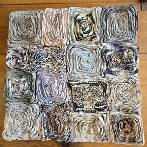 Vintage Dreamweavers Handmade Silk Tie Pillow Cover with Hand-Rolled Roses